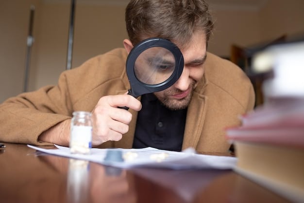 A man sitting at a table, reviewing documents with a magnifying glass, highlighting the importance of due diligence in real estate negotiations.