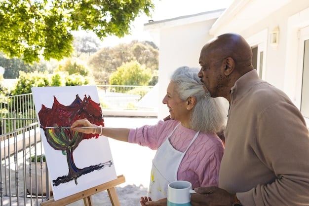 A diverse group of retirees happily participating in leisure activities such as golfing, gardening, and painting, symbolizing a fulfilling and financially secure retirement lifestyle.