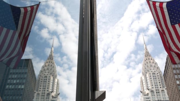 A split image showing, on one side, the US Capitol Building representing government bonds, and on the other side, a modern corporate skyscraper representing corporate bonds.
