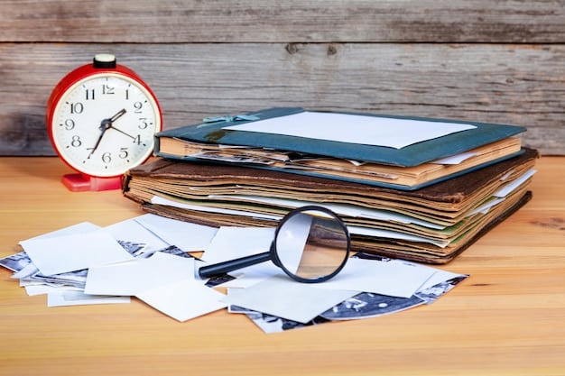A collection of well-organized financial documents and a magnifying glass, symbolizing thorough research and due diligence in stock analysis.