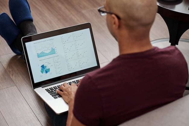 A person using a laptop to research different index funds, focusing on factors like expense ratios, historical performance, and the underlying index.